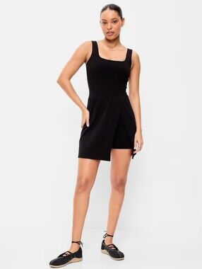 NWT OLD NAVY PowerChill Scoop-Back Athletic Dress, BLACK, SIZE LARGE TALL